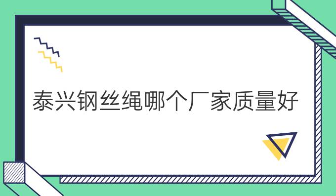 泰興鋼絲繩哪個廠家質(zhì)量好